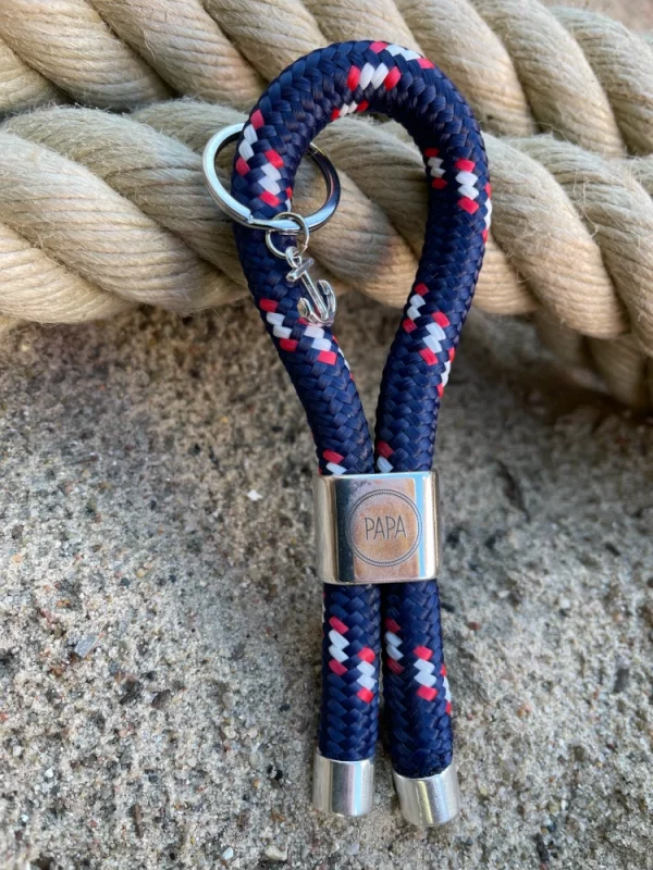 Schlüsselband aus Segeltau Papa rot-blau