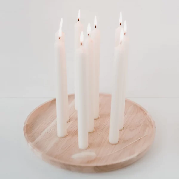 Eulenschnitt rundes Kerzenbrett aus Eiche 32cm