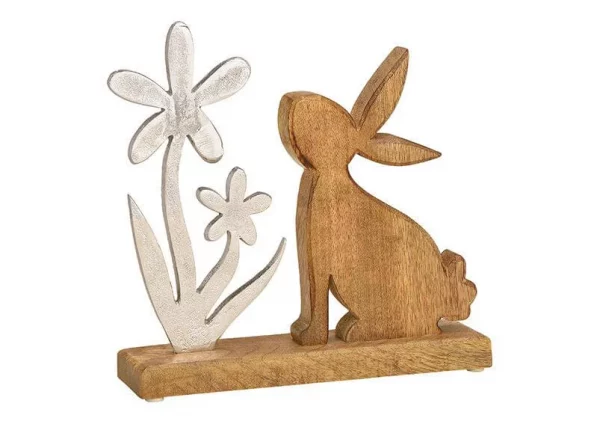 Aufsteller Hase mit Blume aus Holz