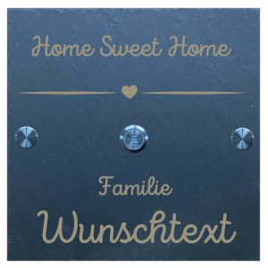 Klingelschild mit Gravur aus Schiefer 20x20cm - Home Sweet Home 5 Hauptbild