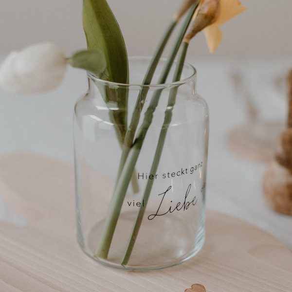 Eulenschnitt Vase aus Glas Liebe