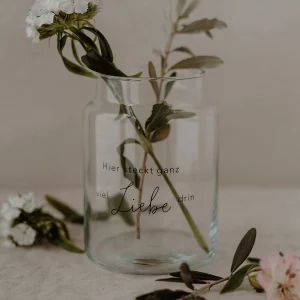 Eulenschnitt Vase aus Glas Liebe