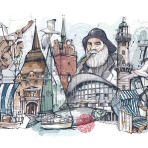 Christoph Kadur Kunstdruck Skyline Rostock