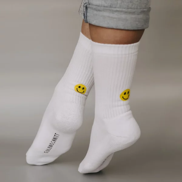 Eulenschnitt Socken Smiley weiß Detailbild 2
