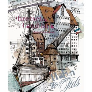 Kunstdruck Speicher Holzkran 13x18cm