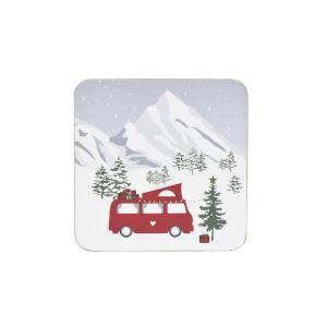 Krasilnikoff Untersetzer Camper in the Snow