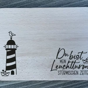 Schneidebrett Buche Leuchtturm Du bist mein